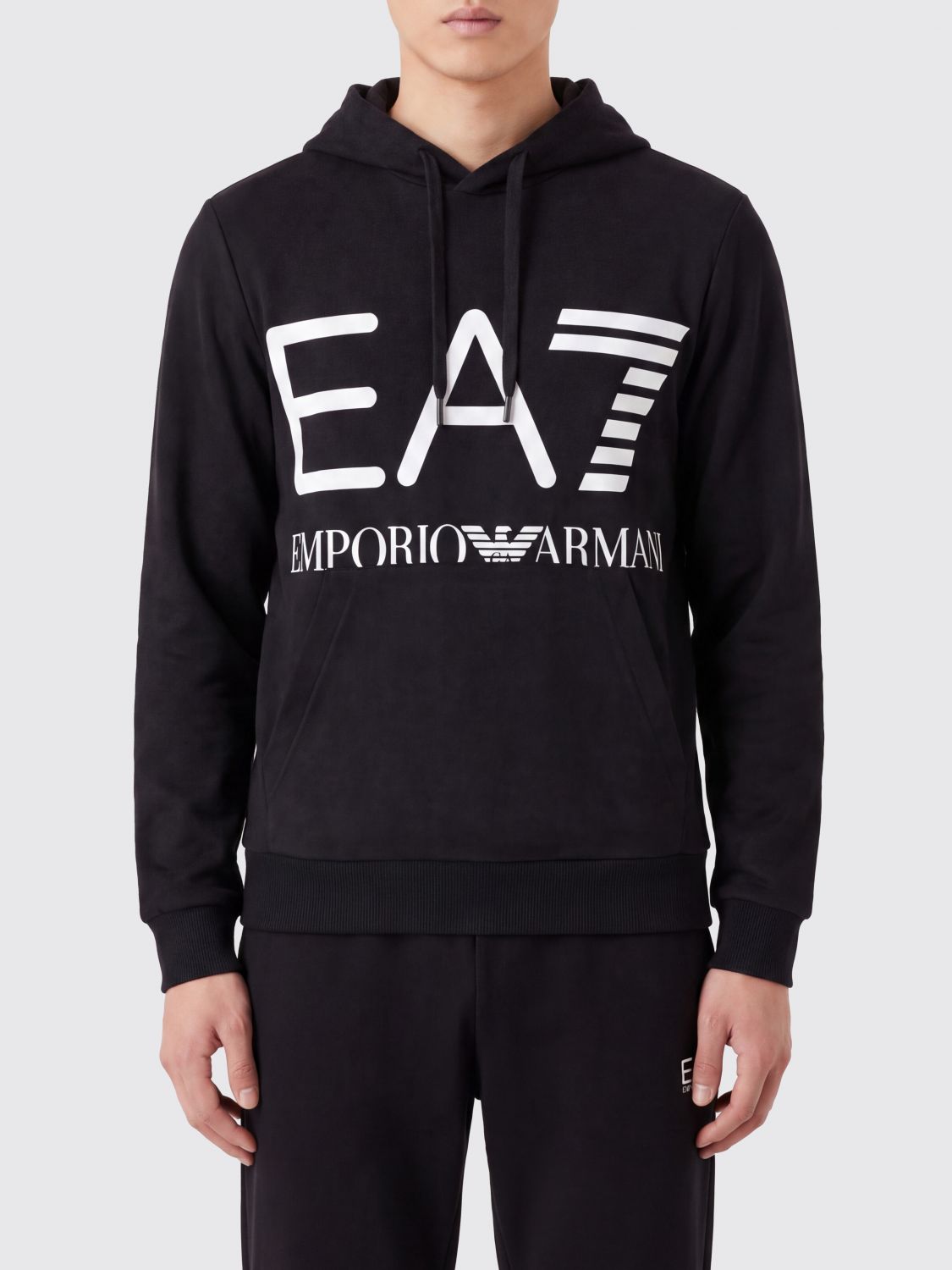 EA7 Slim-Fit Baumwoll-Hoodie mit Kontrast-Logo