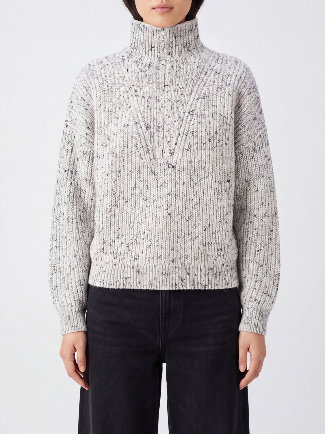 ISABEL MARANT ETOILE Abstract Pattern Alpaca-Blend Half-Zip Turtleneck Jumper