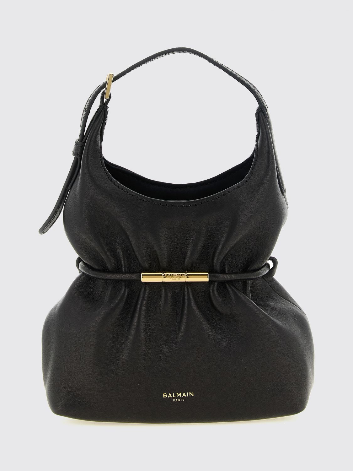 BALMAIN Sphynx Mini-Tasche von aus gerafftem Lammleder mit verstellbarem Henkel