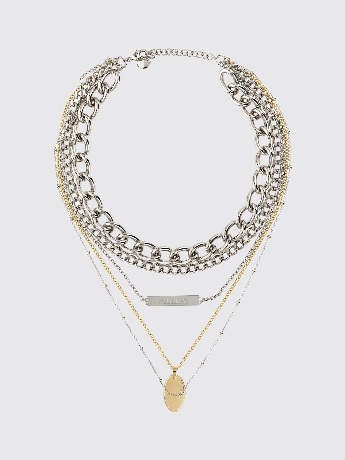 Rabanne Adjustable Multi-Strand Necklace in Silver-Tone Brass with Charms · OS
