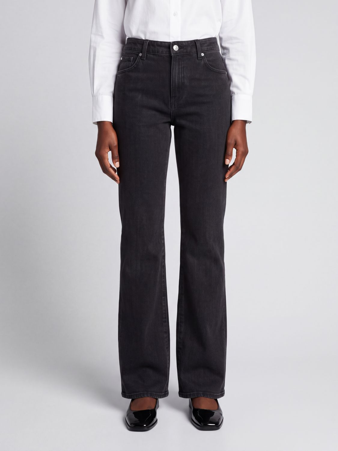 7 FOR ALL MANKIND Calie High-Waisted Flared Jeans in Stretch Cotton Denim
