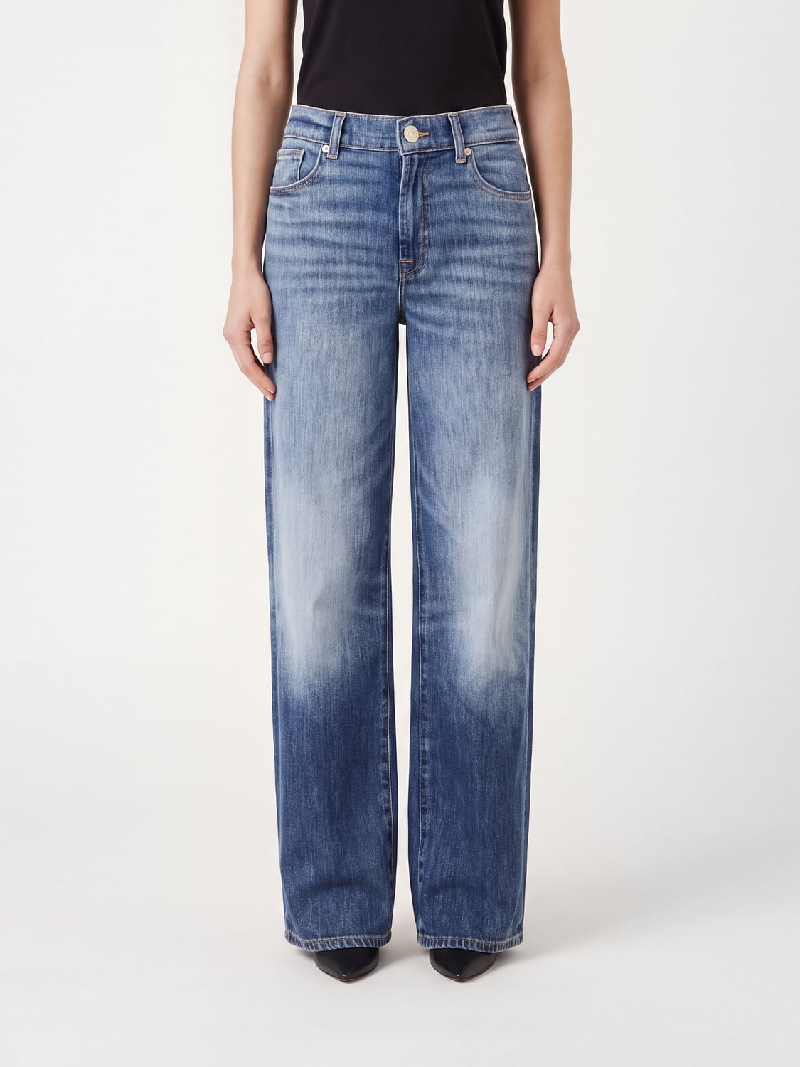 7 FOR ALL MANKIND Jeans Stovepipe a vita alta in denim stretch