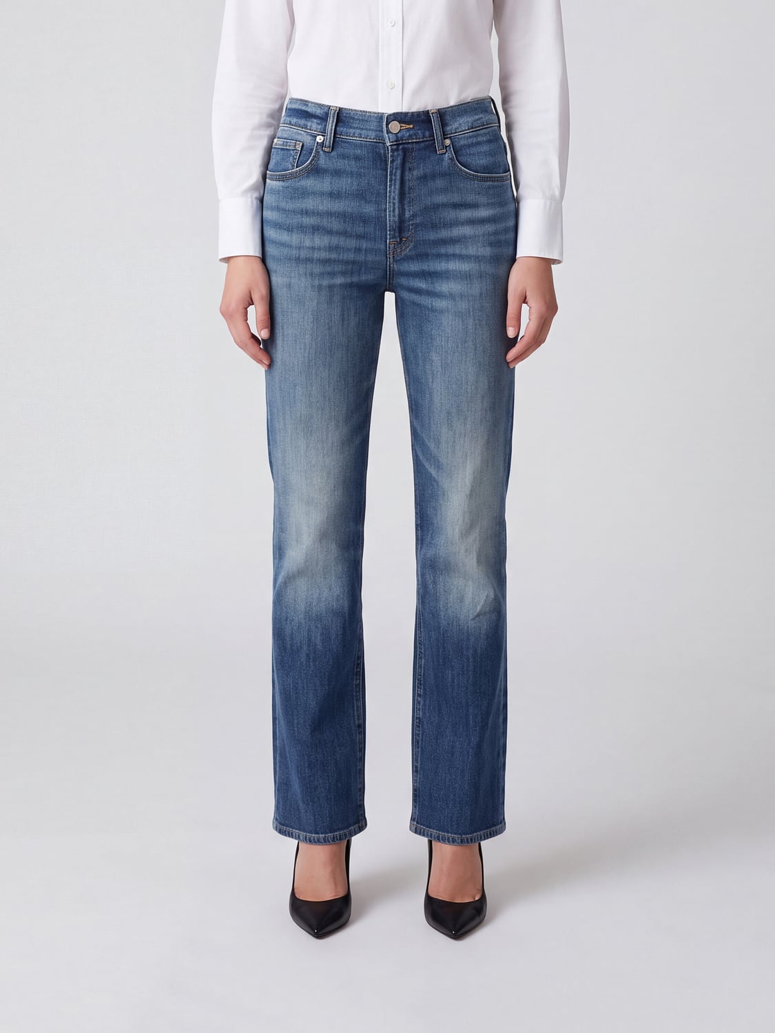 7 FOR ALL MANKIND Jeans Stovepipe a vita alta in denim stretch