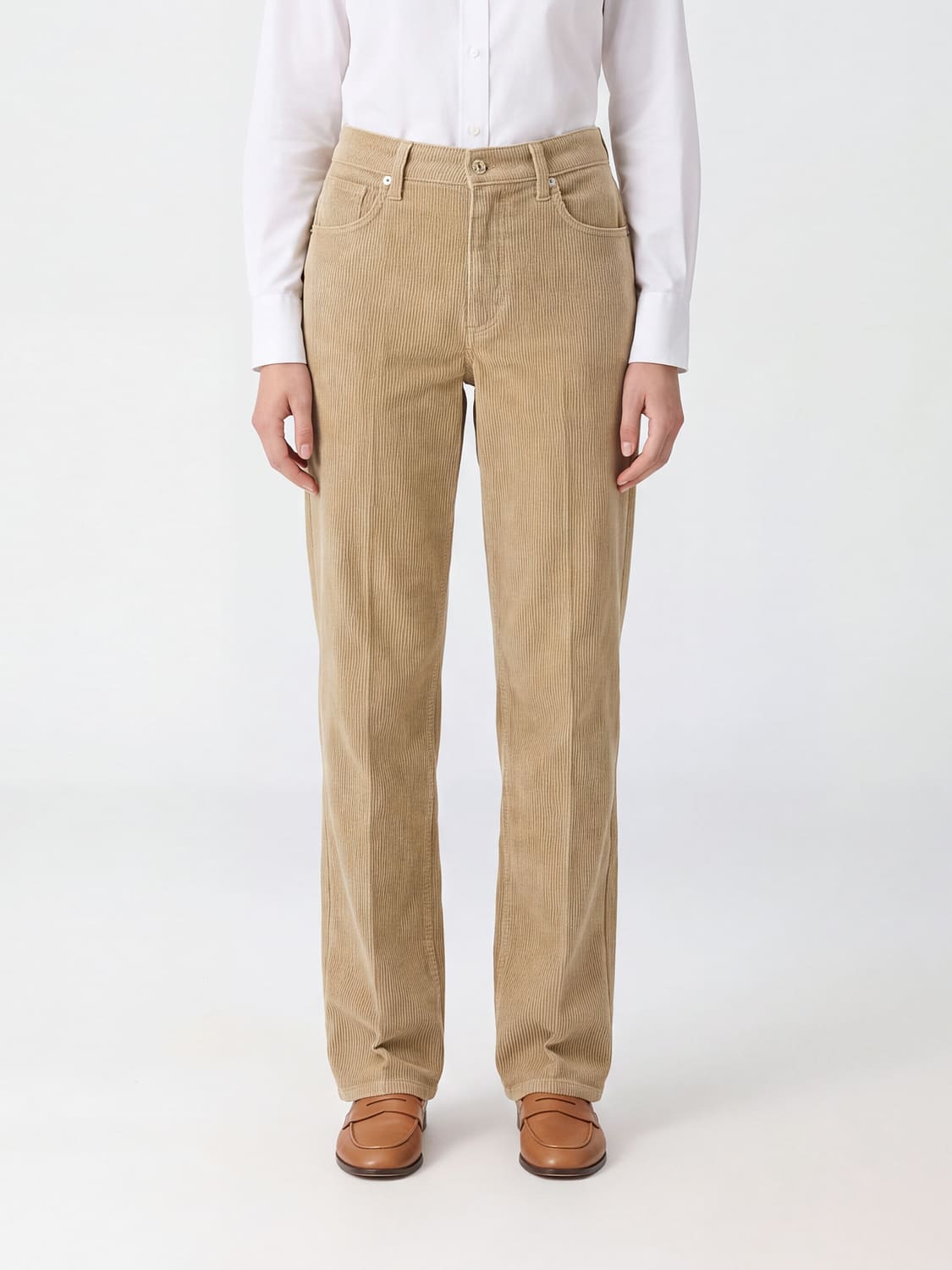7 FOR ALL MANKIND Pantaloni a gamba larga in velluto a coste a vita alta