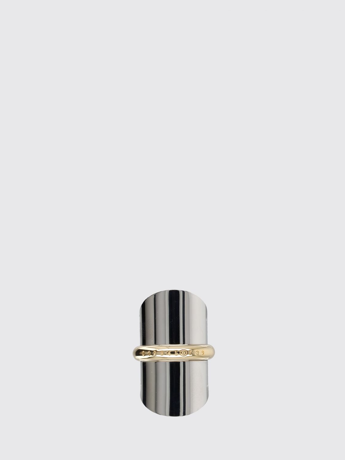 Mm6 Maison Margiela Two-Tone Chrome-Plated Brass Ring with Engraved Numeric Logo