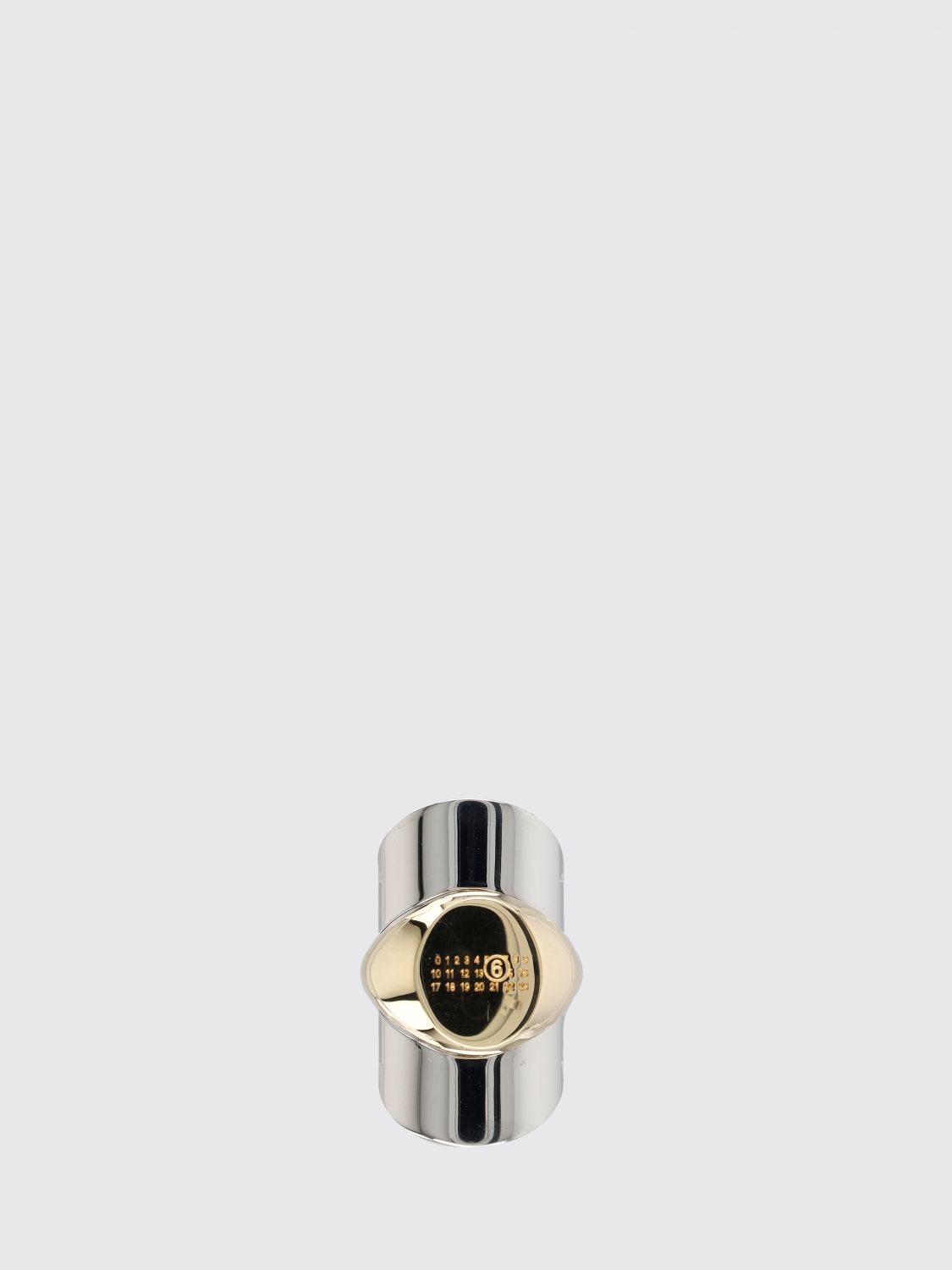 Mm6 Maison Margiela Two-Tone Brass Ring with Abstract Design and Engraved Logo
