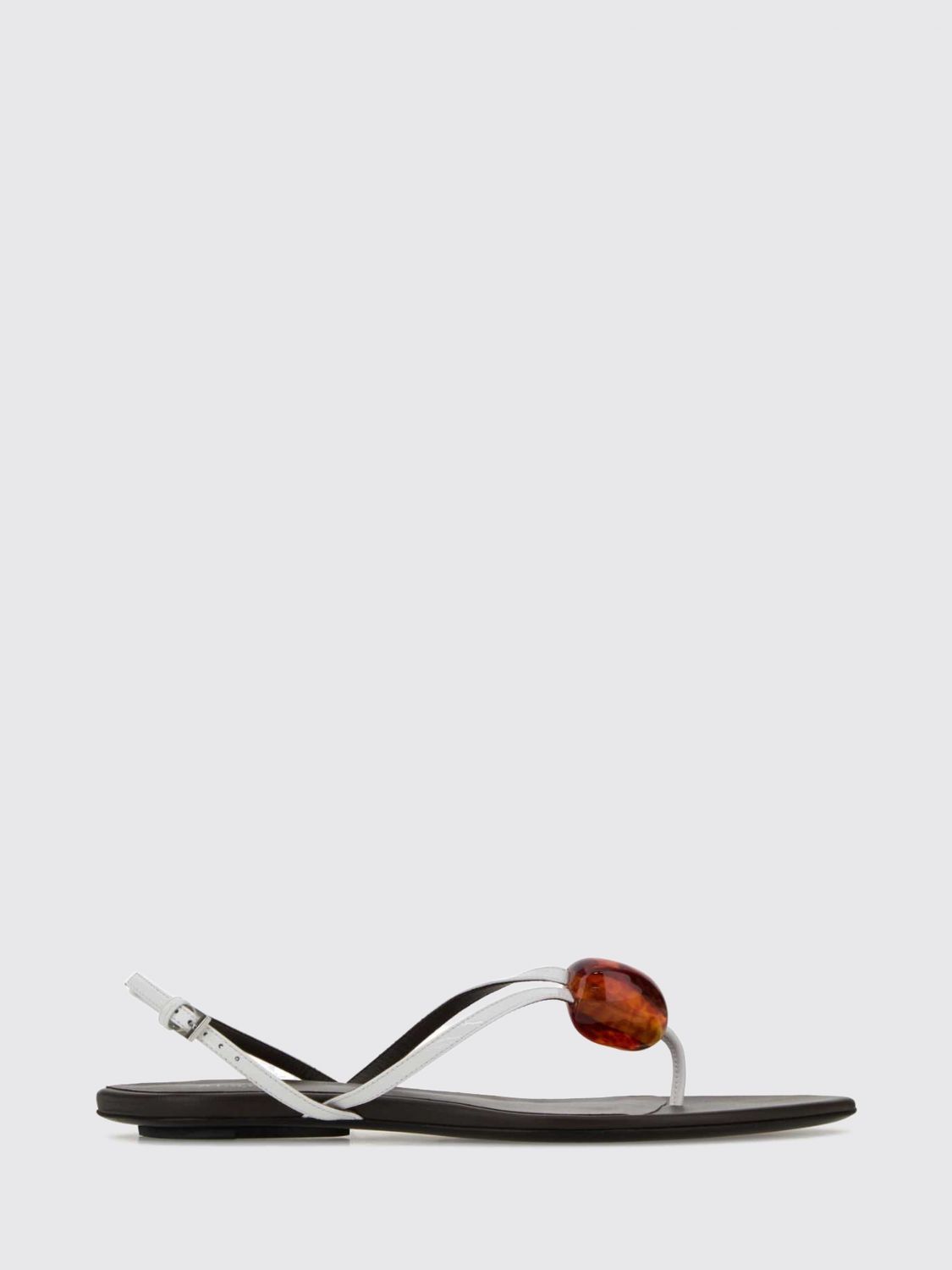 ALAÏA Leather Thong Sandals with Applied Stones and Low Heel