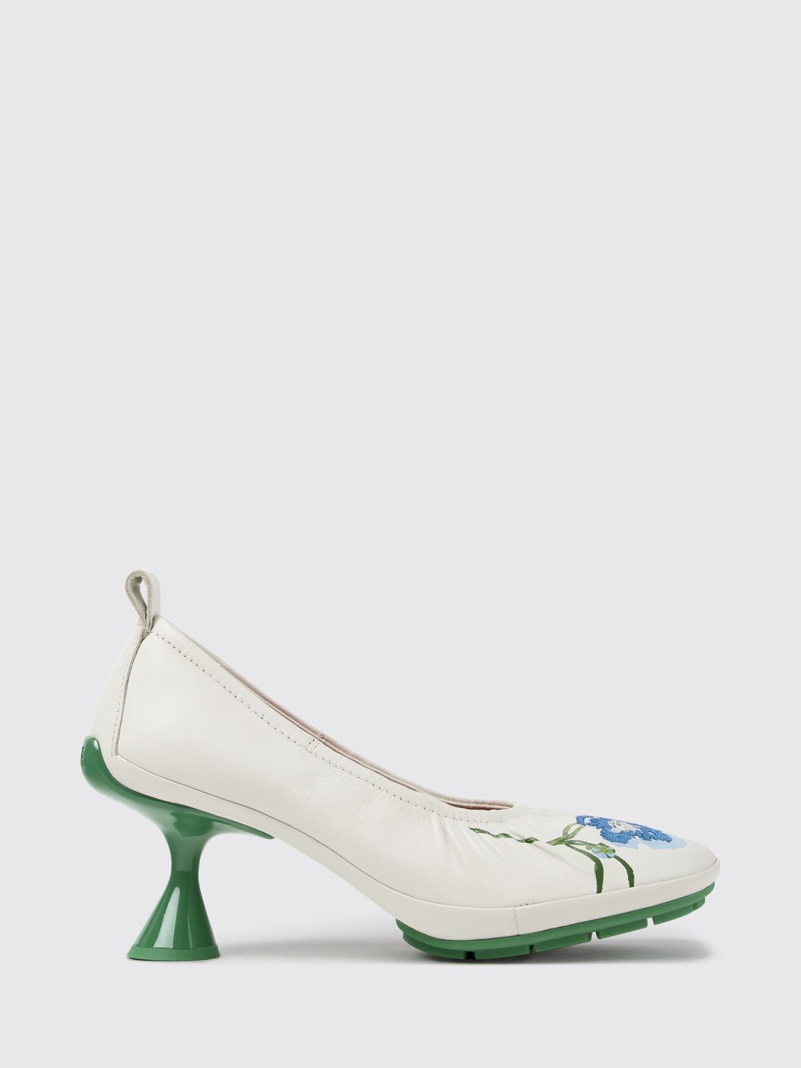 CAMPER Twins Pumps aus Leder mit Blumenmuster und Spool-Absatz