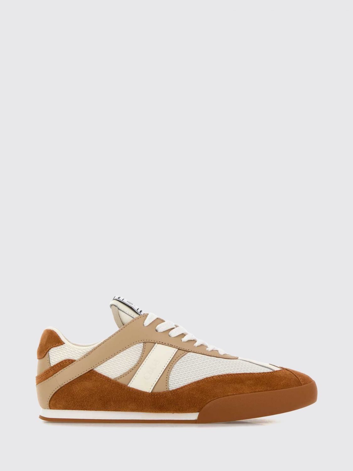 CHLOÉ Zweifarbige Kick Sneakers aus Leder, Veloursleder und Mesh mit Gummisohle