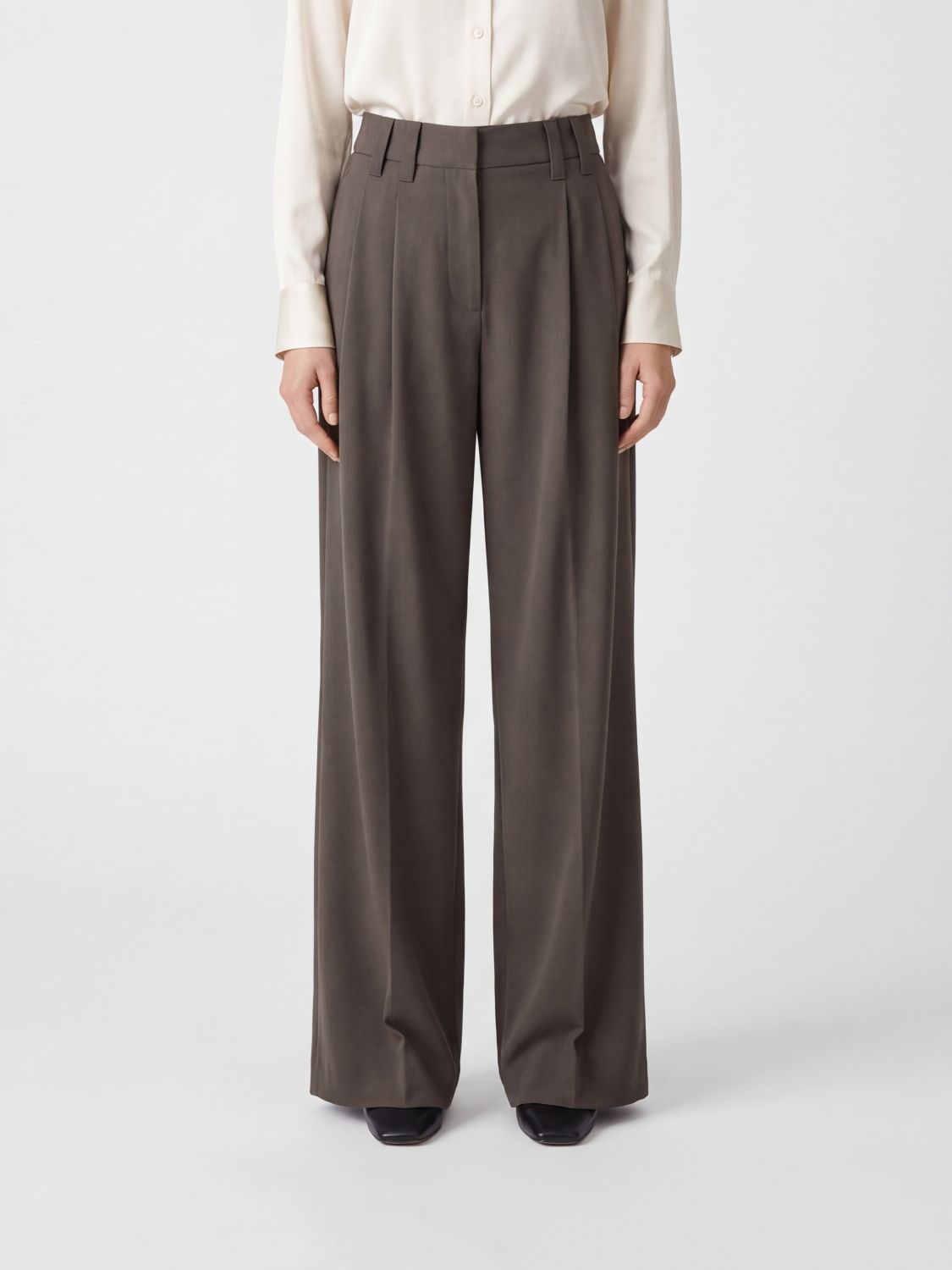 BRUNELLO CUCINELLI High-Waisted Pleated Wool-Blend Palazzo Trousers