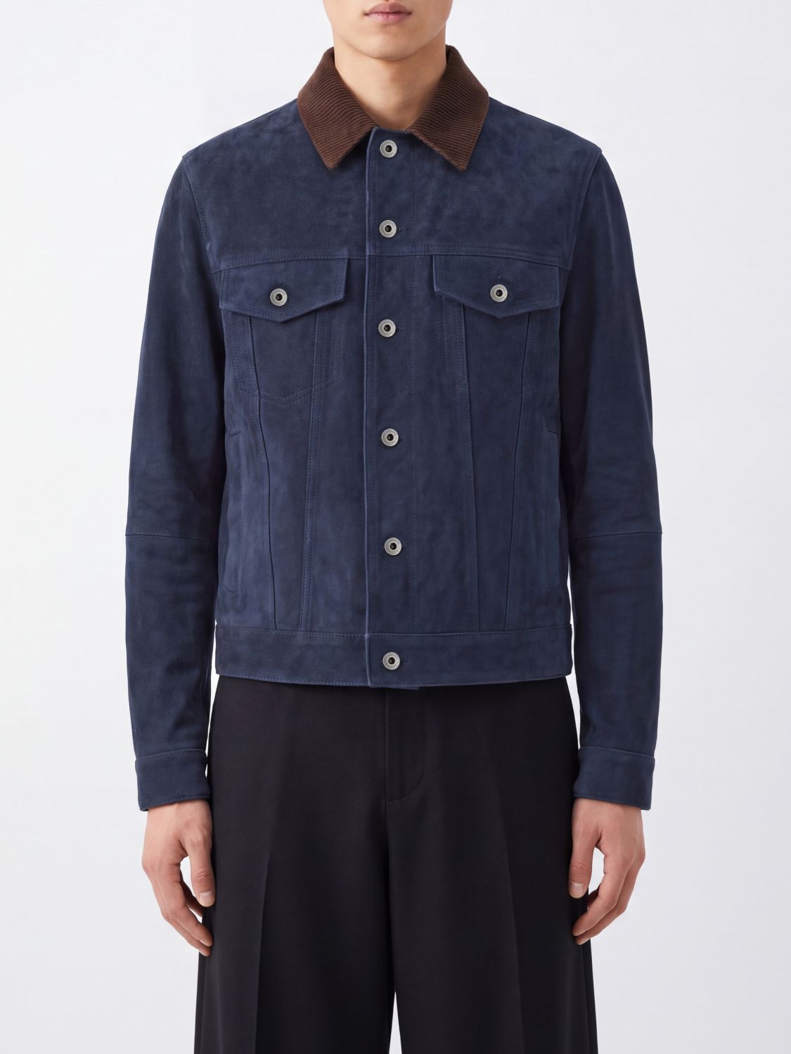 LOEWE Hemdjacke aus Veloursleder mit Cordkragen