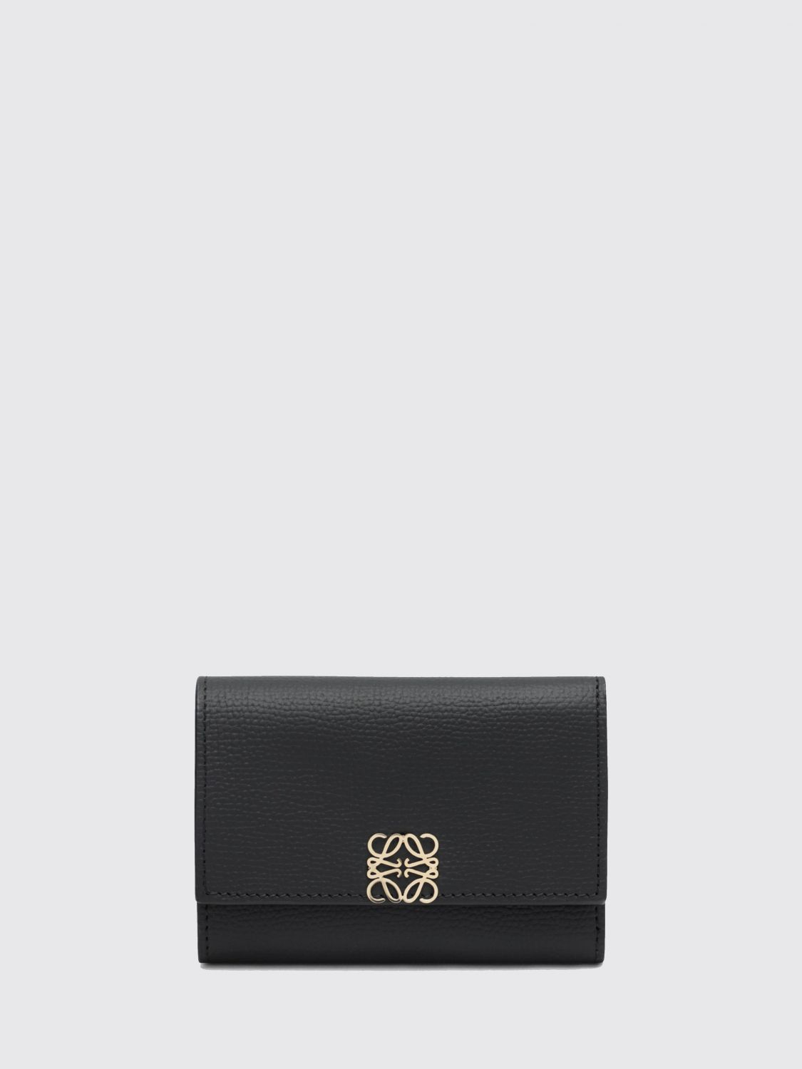 LOEWE Anagram Compact Wallet in Calfskin with Metallic Logo
