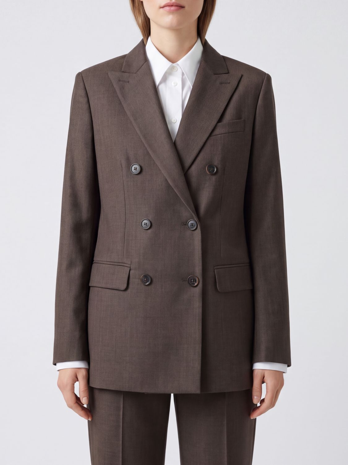 MAX MARA Blazer doppiopetto in pura lana vergine con chiusura a quattro bottoni