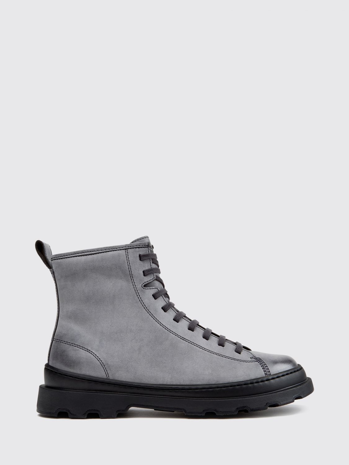 Camper Brutus+ Leather Lace-Up Ankle Boots with Lug Sole