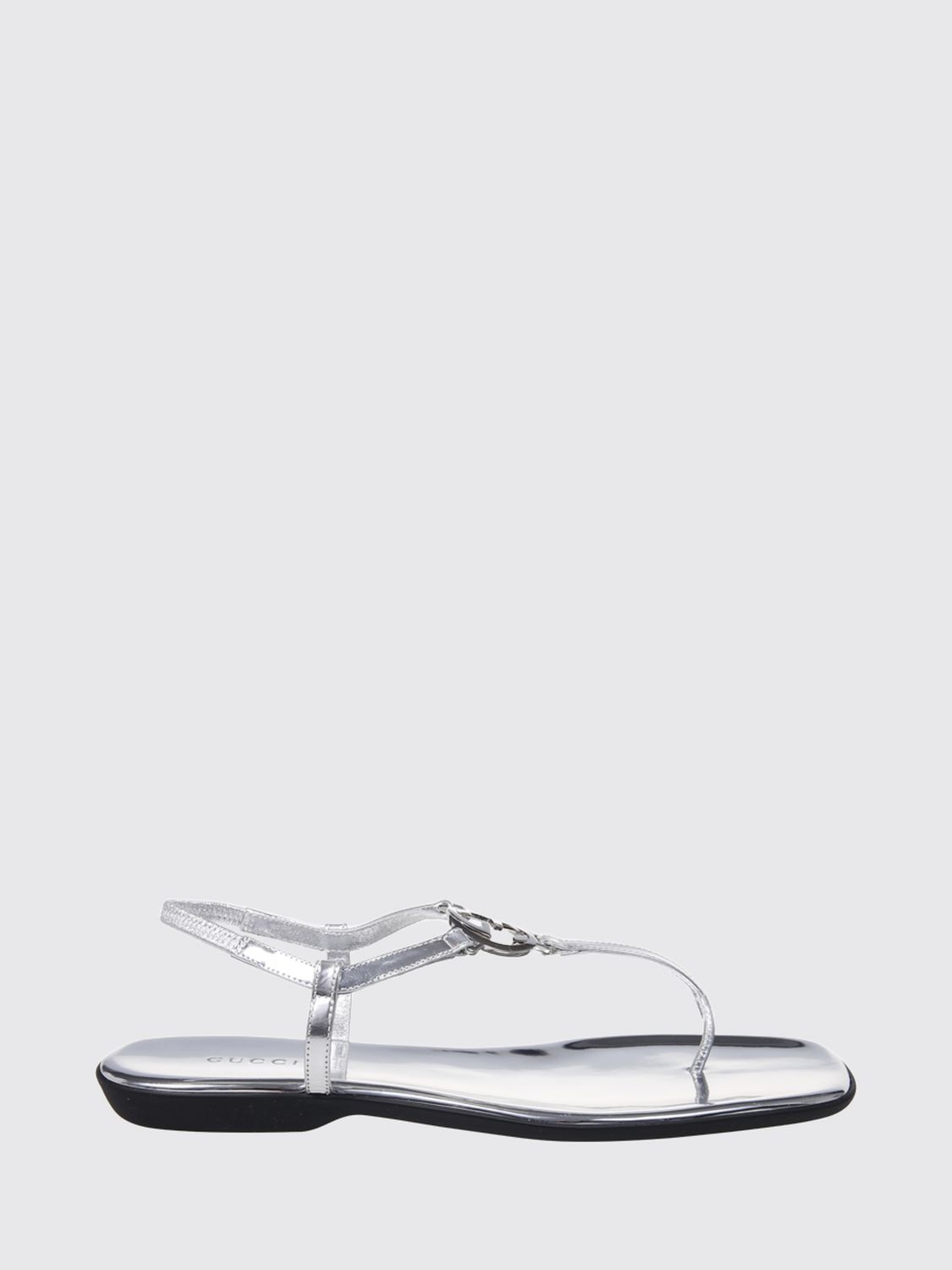GUCCI GG Zehenstegsandalen von aus laminiertem Leder mit niedrigem Absatz