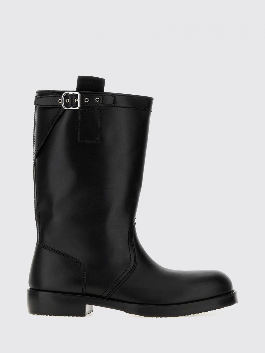 DRIES VAN NOTEN Smooth Leather Biker Boots with Double Pull-Tabs
