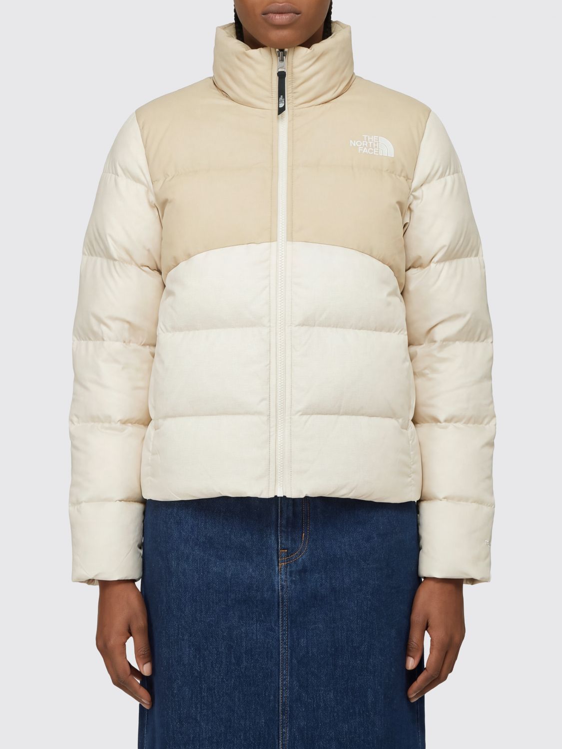THE NORTH FACE Piumino corto idrorepellente con collo a imbuto e logo a contrasto