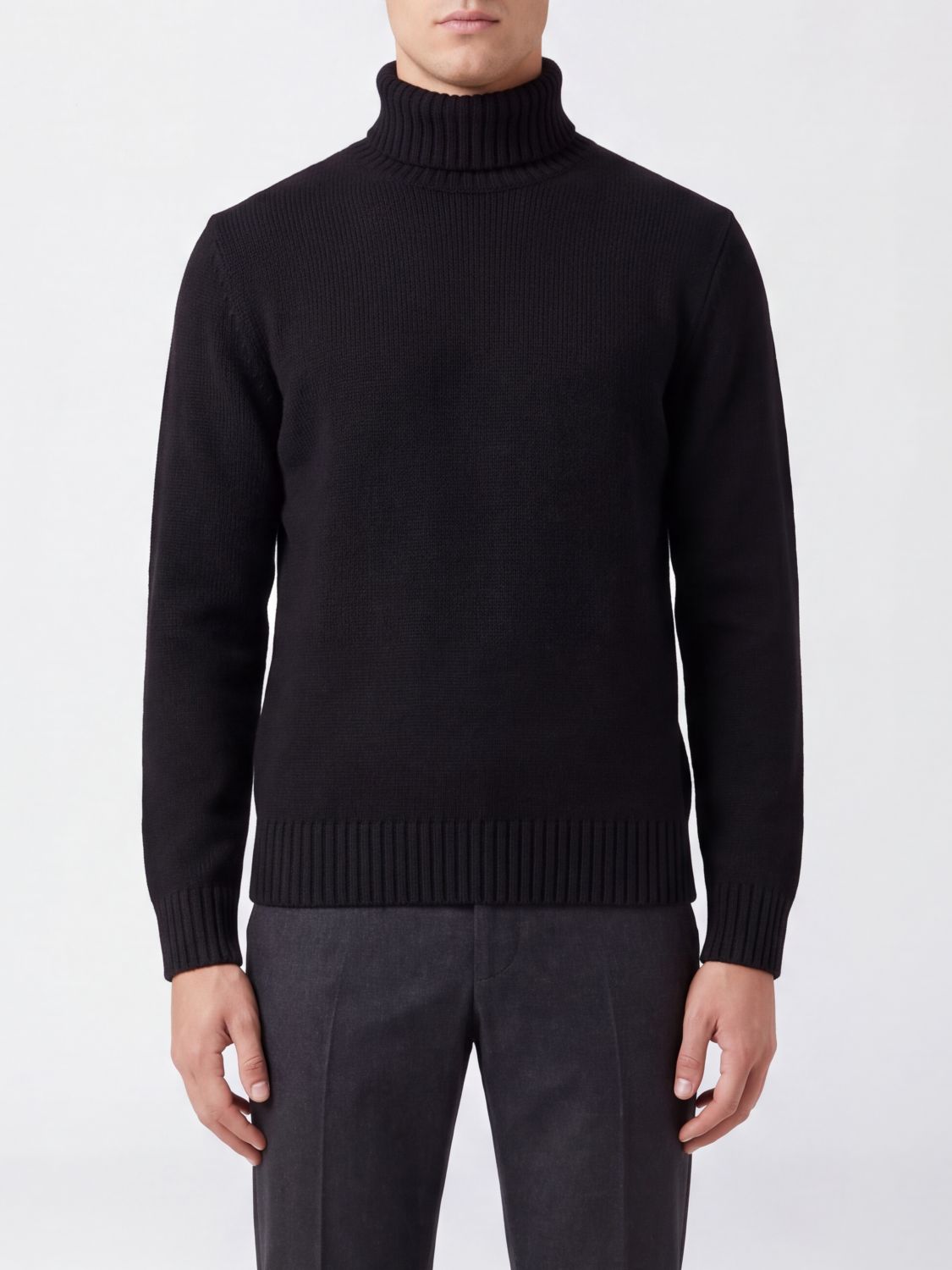 SLOWEAR Pure Virgin Wool Turtleneck Jumper with Long Sleeves