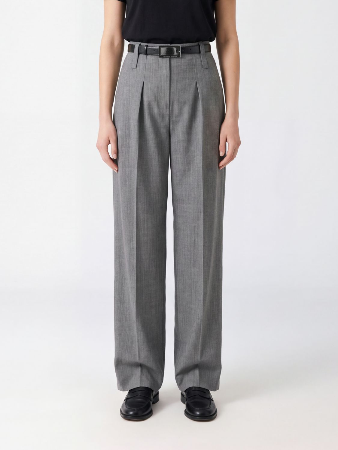 ELISABETTA FRANCHI Palazzo-Hose aus reiner Schurwolle mit hoher Taille