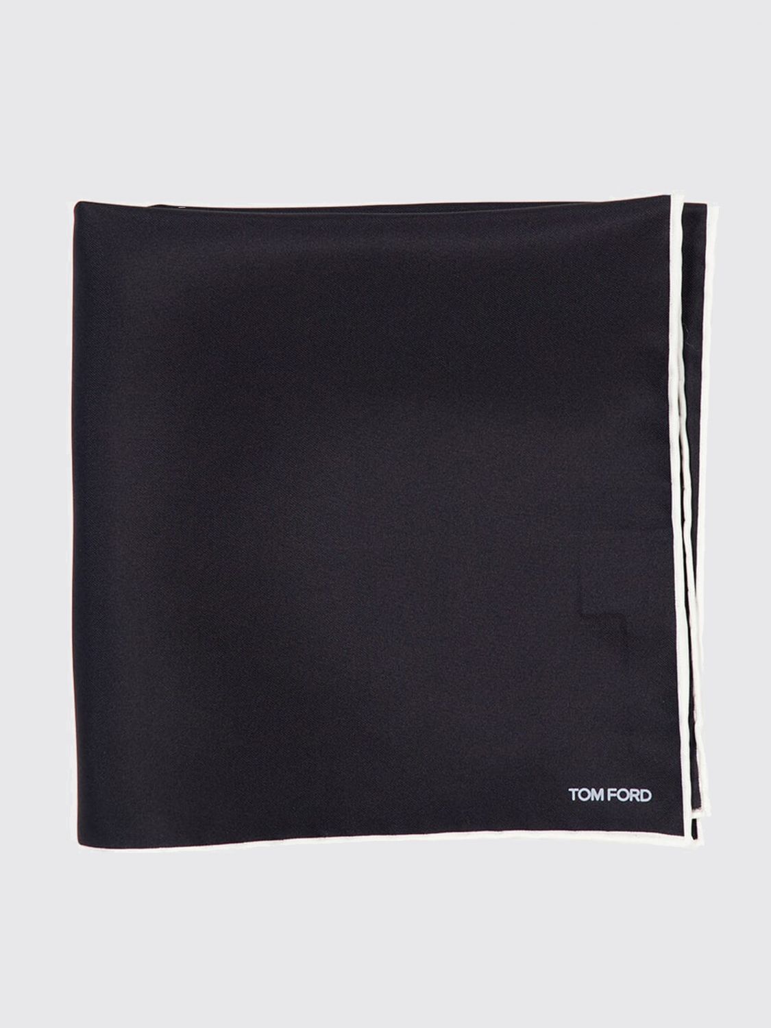 TOM FORD Einstecktuch aus reiner Seide mit kontrastierendem Logo