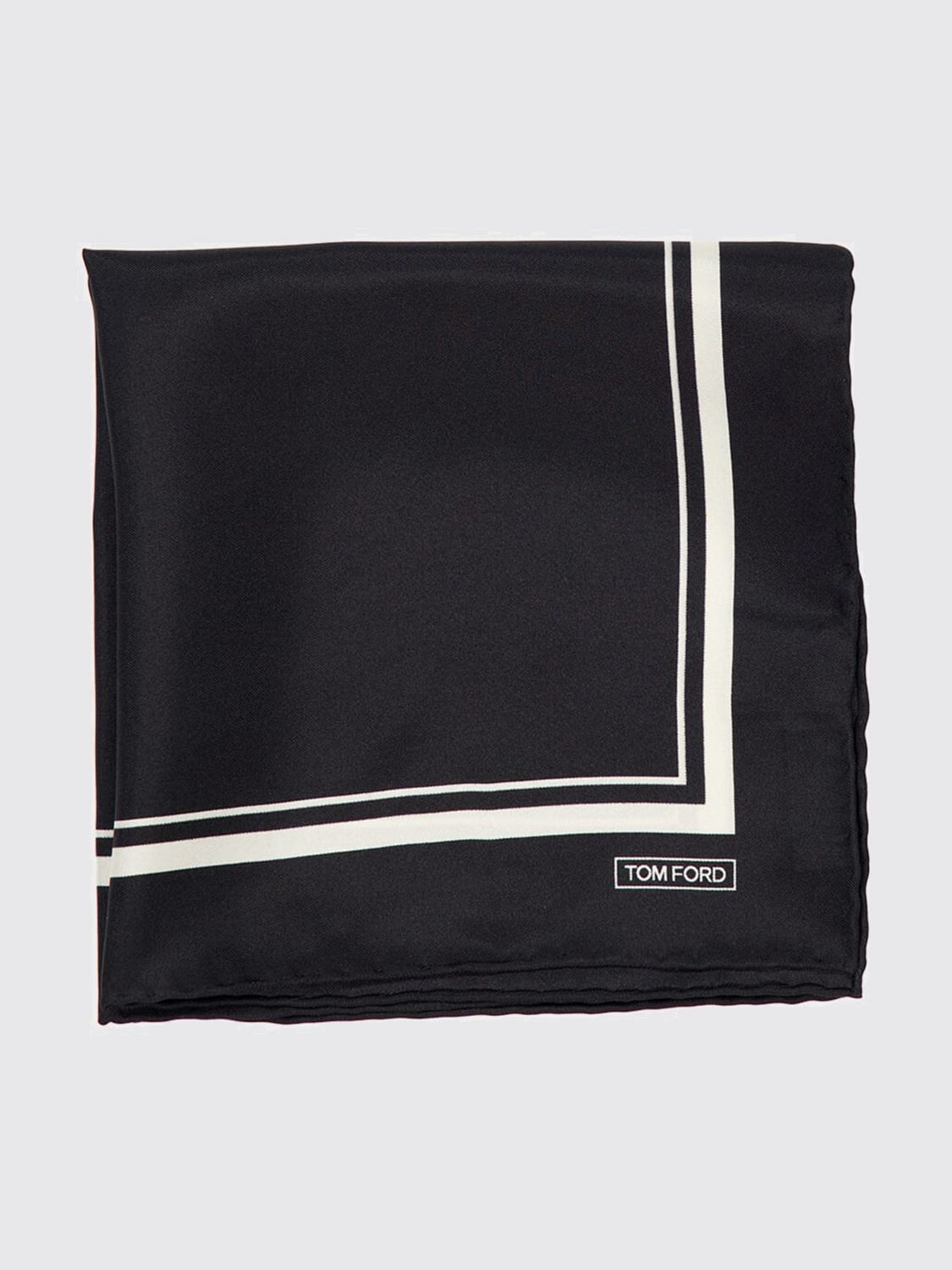 TOM FORD Quadratisches Seideneinstecktuch mit kontrastierendem Logo