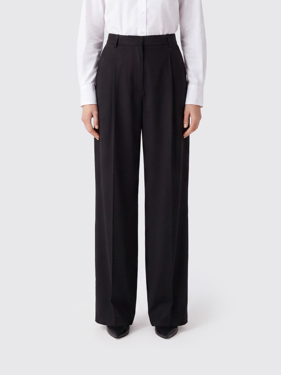 EMPORIO ARMANI Palazzo-Hose aus Crêpe mit hoher Taille und Bundfalten