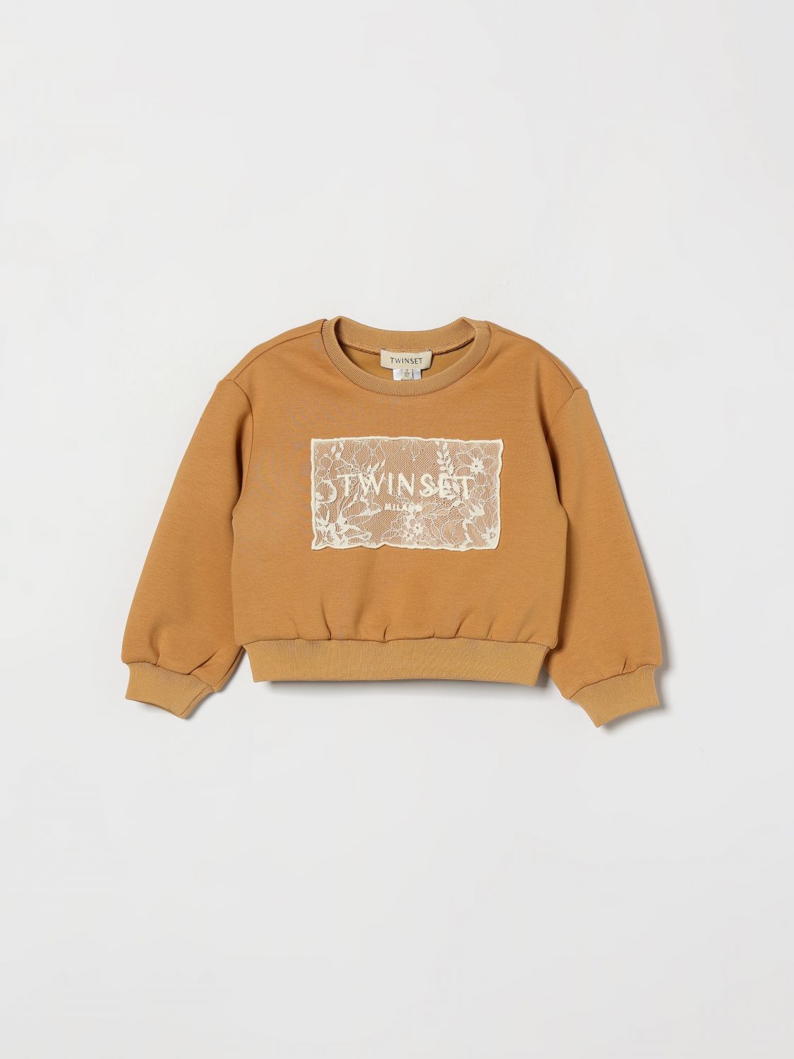 Twinset Crewneck-Sweatshirt für Mädchen mit gesticktem Logo und Spitzeneinsätzen