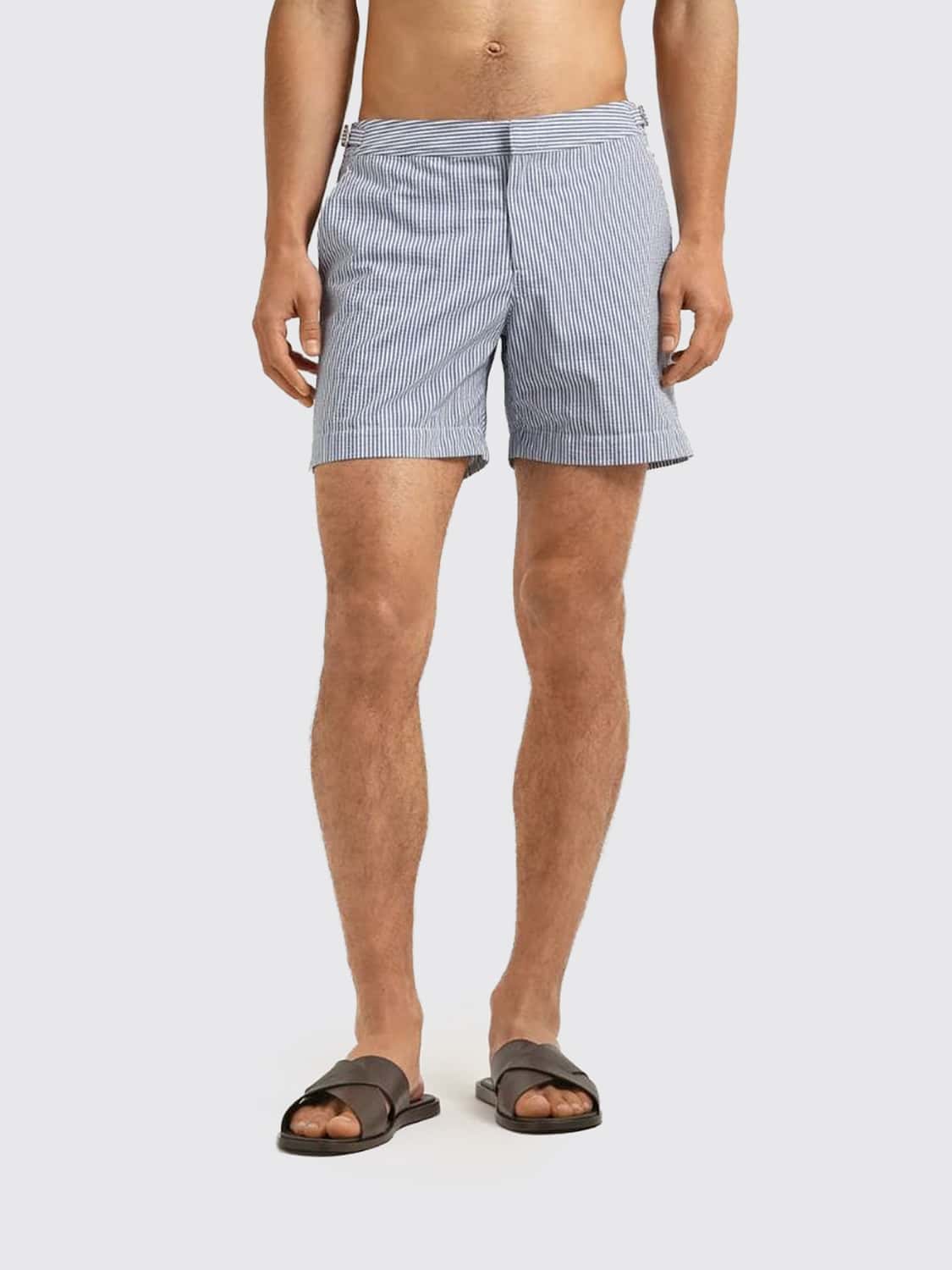 ORLEBAR BROWN Striped Polyester Blend Swim Shorts with Side Buckles ORLEBAR BROWN Striped Polyester Blend Swim Shorts with Side Buckles