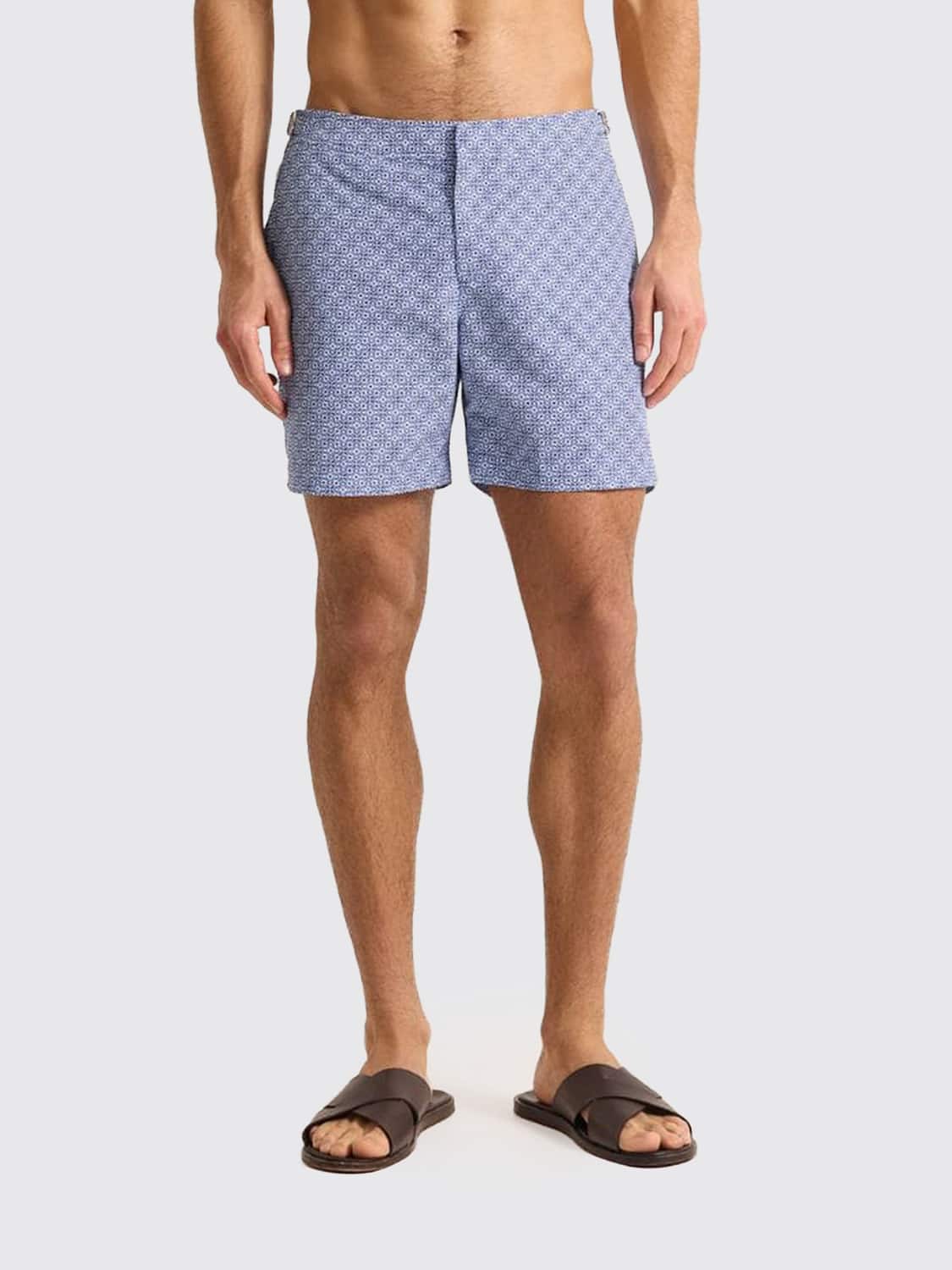 ORLEBAR BROWN Majolica Print Recycled Polyester Swim Shorts with Side Buckles ORLEBAR BROWN Majolica Print Recycled Polyester Swim Shorts with Side Buckles