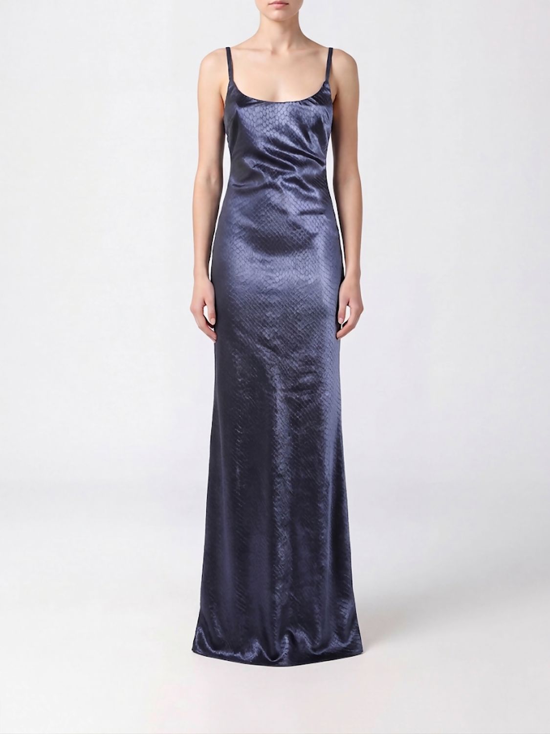 ELISABETTA FRANCHI Python Print Satin Long Evening Gown