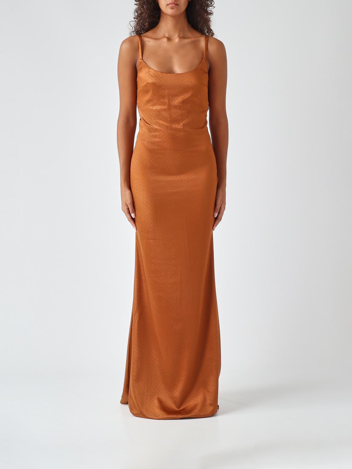 ELISABETTA FRANCHI Python Print Satin Long Evening Gown