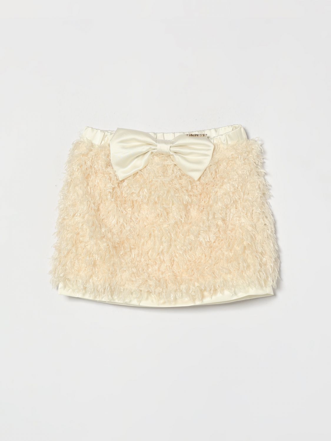 Twinset Rock aus synthetischem Shearling für Mädchen mit applizierter Schleife