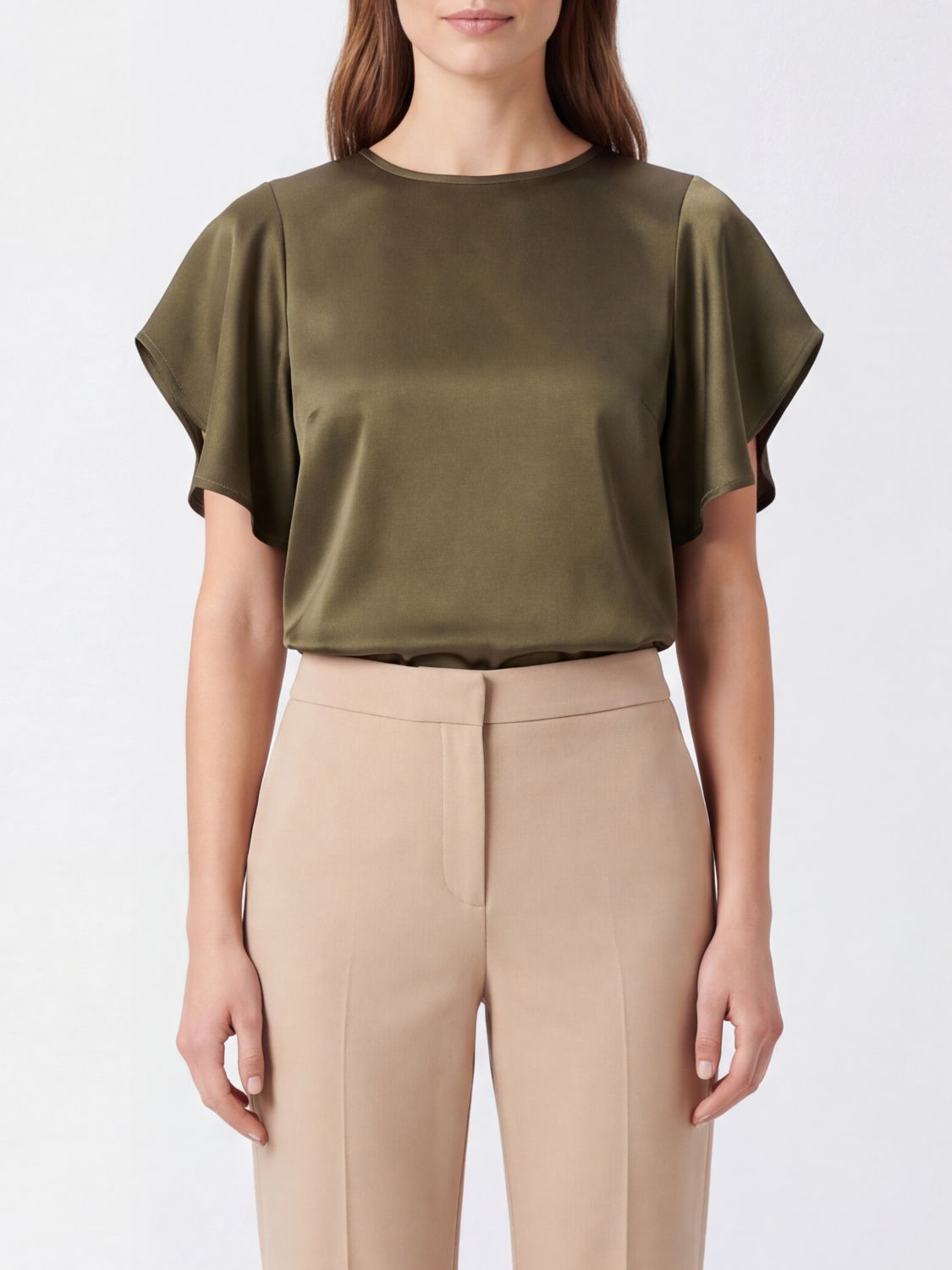 VICTORIA VICTORIA BECKHAM Bela Satin Crew Neck Top VICTORIA VICTORIA BECKHAM Bela Satin Crew Neck Top