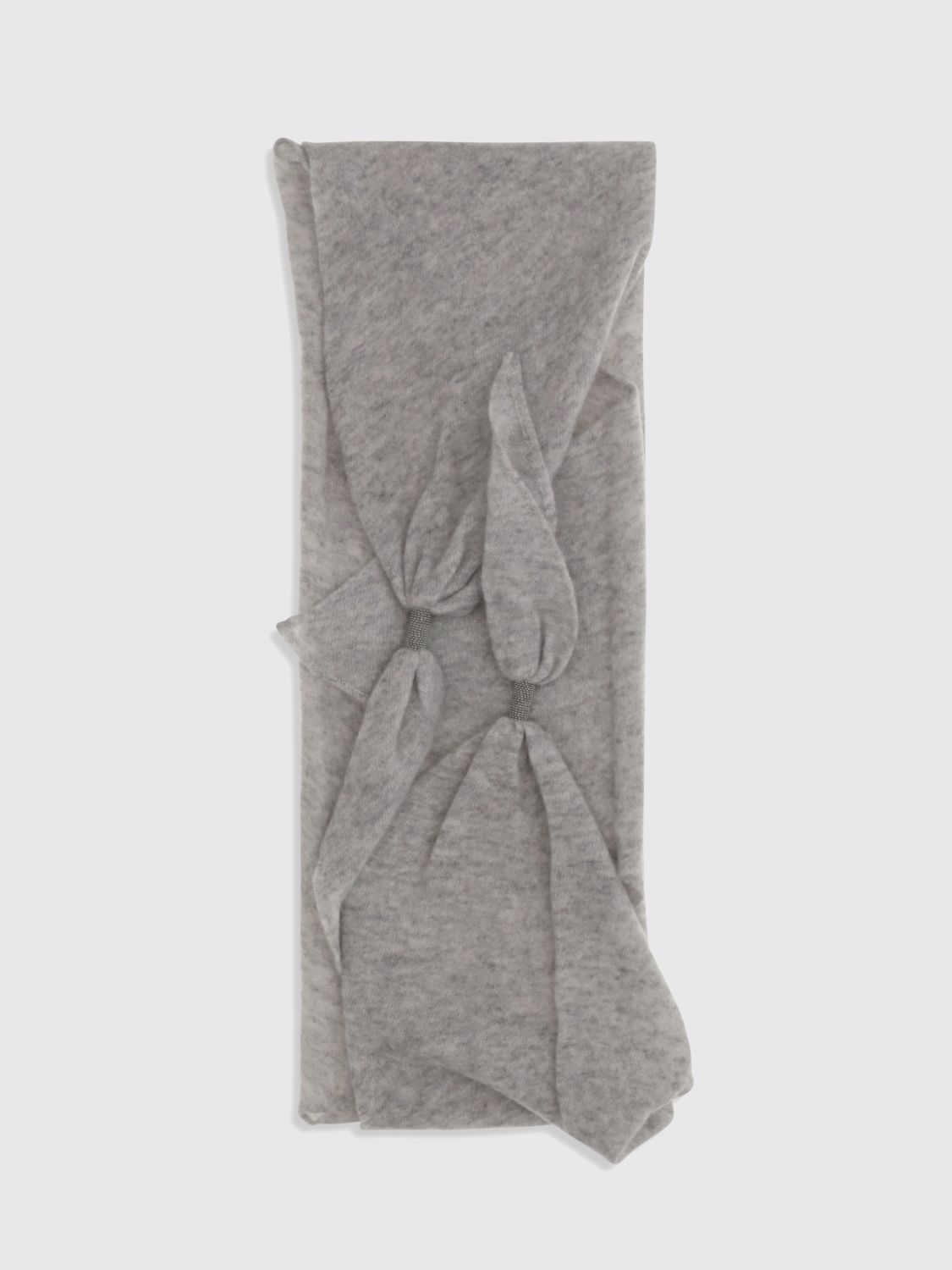 BRUNELLO CUCINELLI Triangular Cashmere Scarf with Embroidery and Monili
