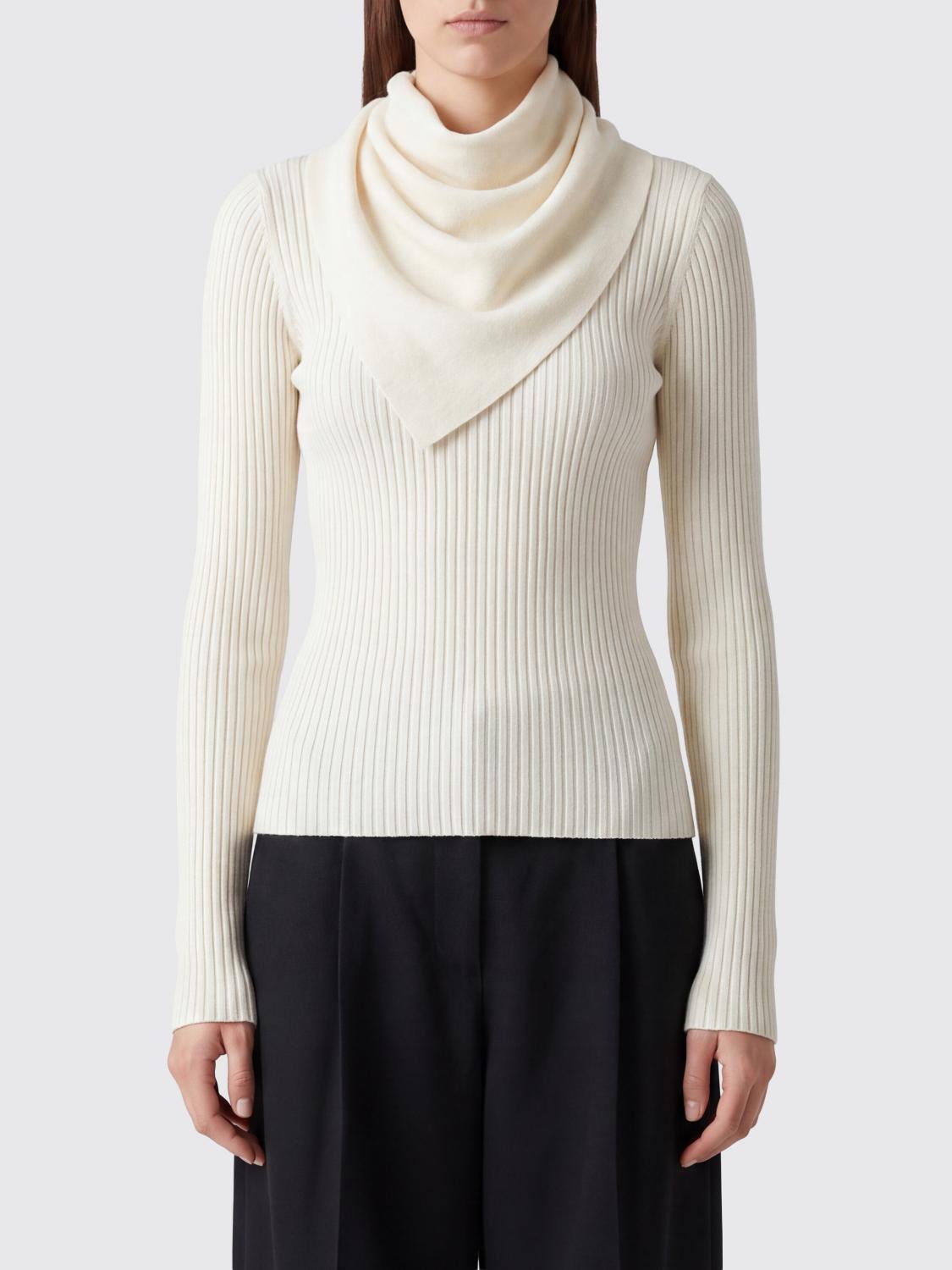 Zimmermann Long-Sleeved Ribbed Merino Wool Top with Pussy-Bow Neck