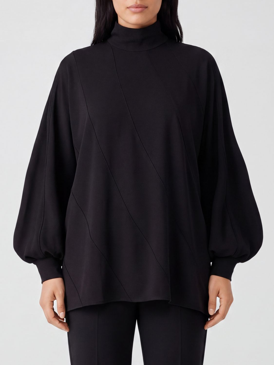 ZIMMERMANN Viskose-Bluse mit hohem Kragen und Ballonärmeln