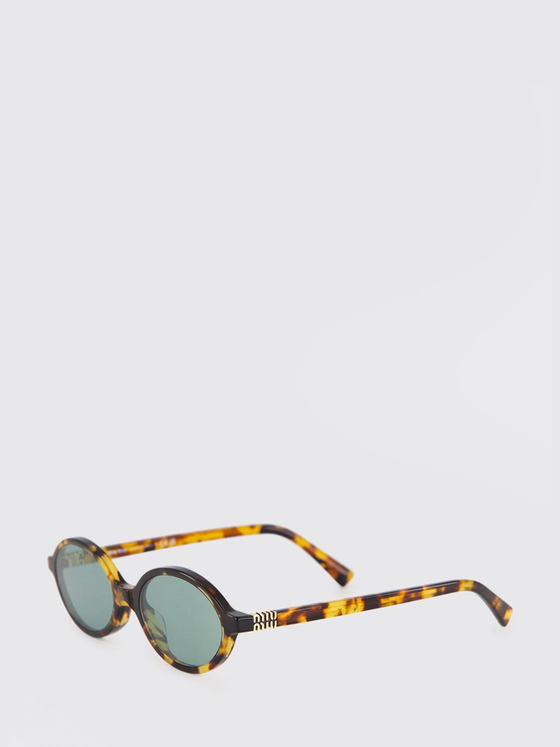 Miu Miu Oval Sunglasses in Tortoiseshell Acetate with Logo · 50