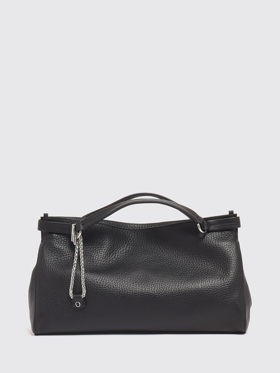 ORCIANI Virgo Handbag in Pebbled Leather with Double Handle and Charm ORCIANI Virgo Handbag in Pebbled Leather with Double Handle and Charm