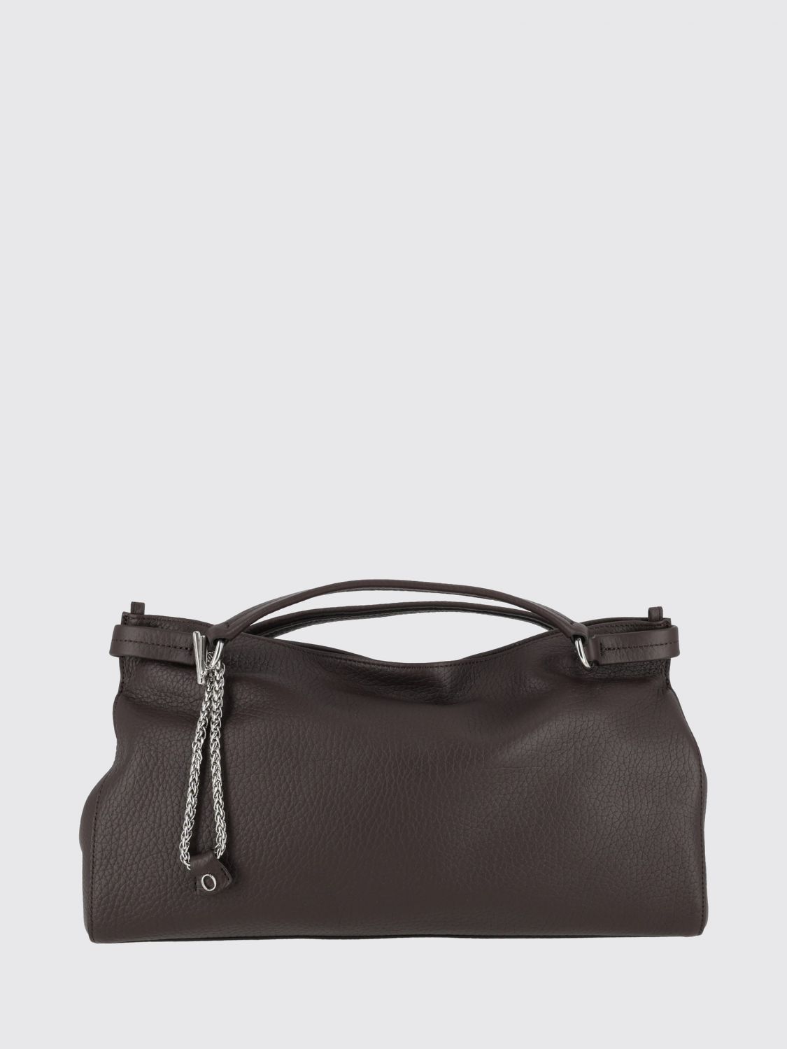 ORCIANI Virgo Handbag in Pebbled Leather with Double Handle and Charm ORCIANI Virgo Handbag in Pebbled Leather with Double Handle and Charm
