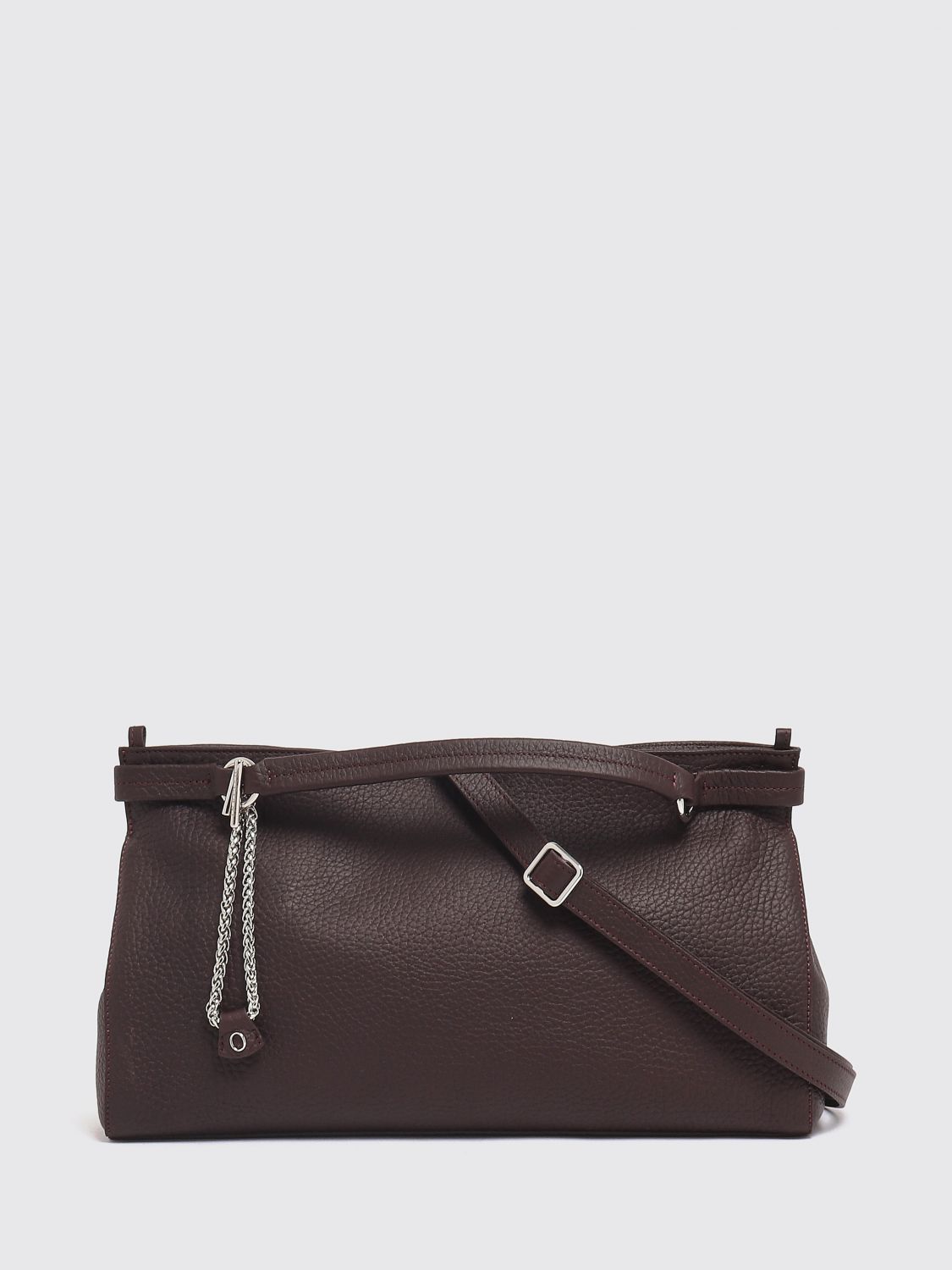 ORCIANI Virgo Handbag in Pebbled Leather with Double Handle and Charm ORCIANI Virgo Handbag in Pebbled Leather with Double Handle and Charm