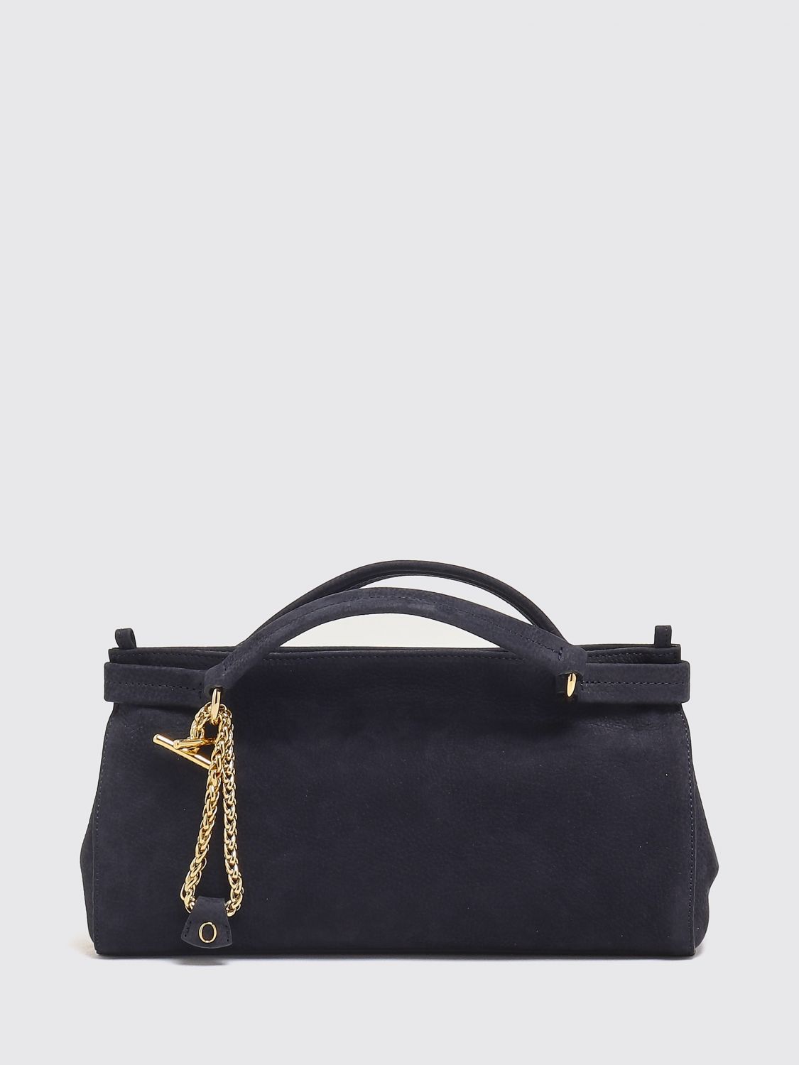 ORCIANI Virgo Handbag in Nubuck Leather with Double Handle and Logo Charm ORCIANI Virgo Handbag in Nubuck Leather with Double Handle and Logo Charm