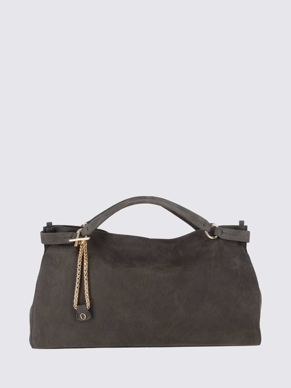ORCIANI Virgo Handbag in Nubuck Leather with Double Handle and Logo Charm