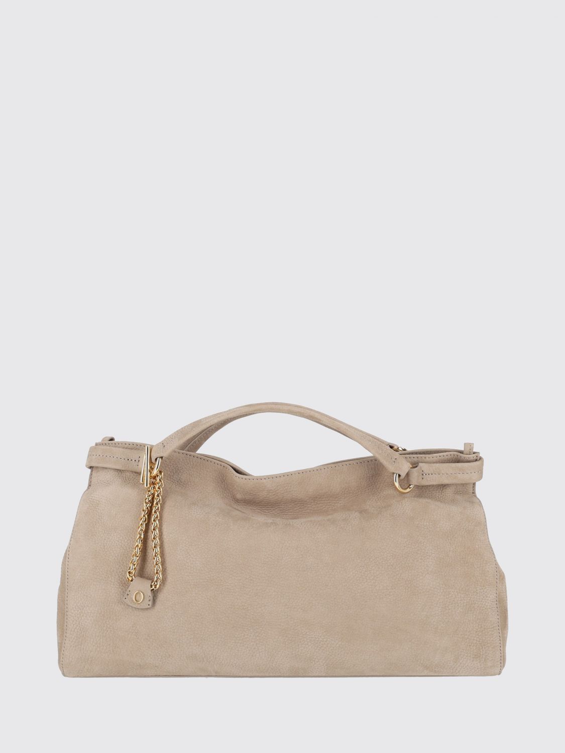 ORCIANI Virgo Handbag in Nubuck Leather with Double Handle and Logo Charm