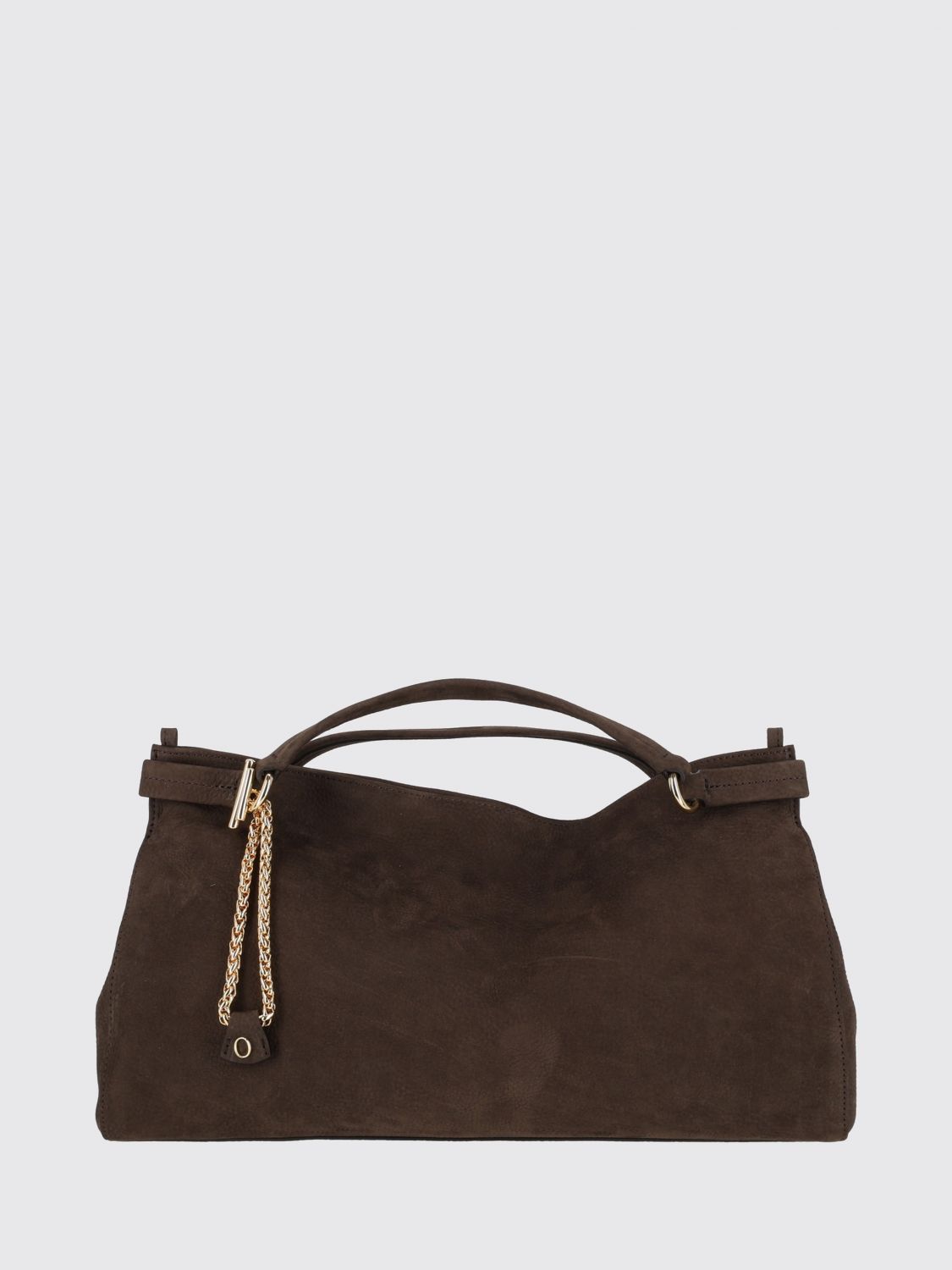 ORCIANI Virgo Handbag in Nubuck Leather with Double Handle and Logo Charm