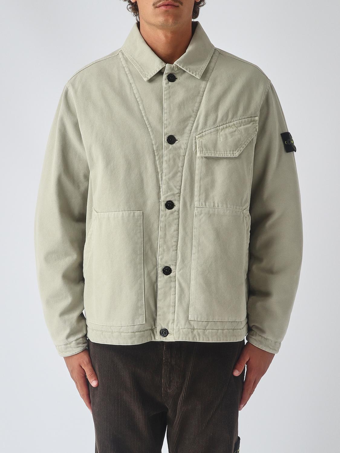 STONE ISLAND Padded Water-Repellent Cotton Shirt Jacket with Logo