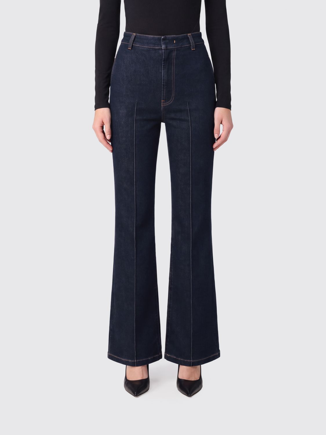 Semicouture Mid-Rise Flared Cotton Denim Jeans