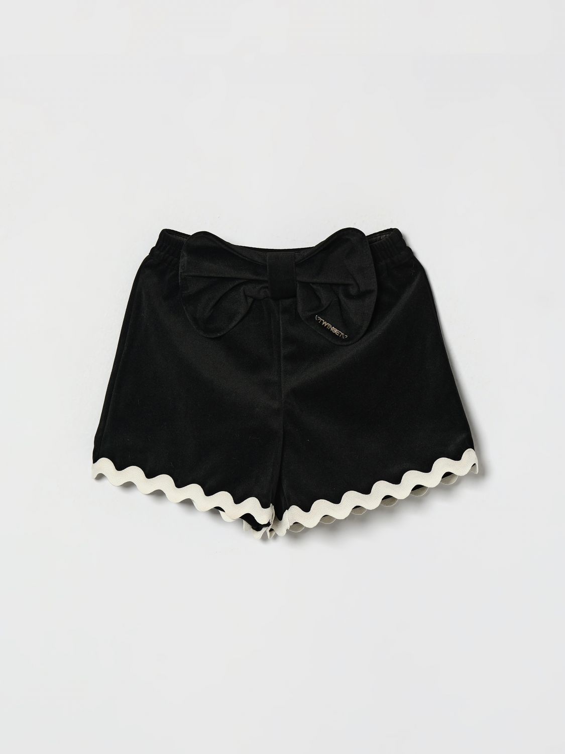 Twinset Elegante Samt-Shorts für Mädchen mit Stickerei und Schleife