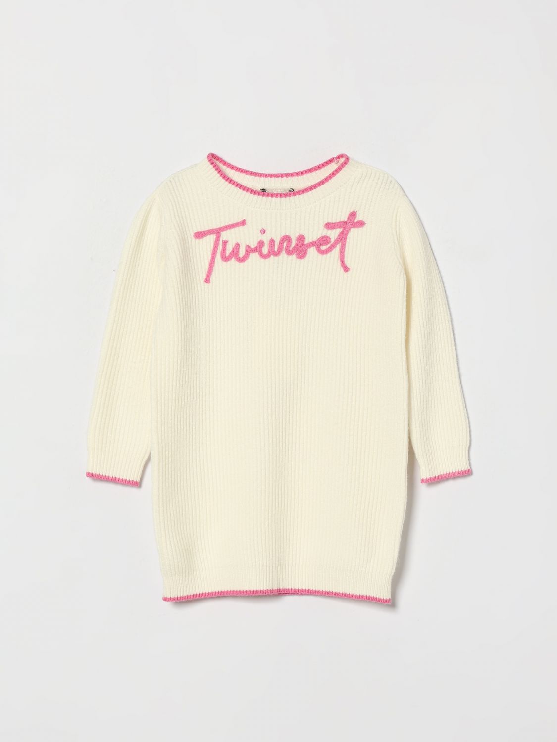 Twinset Strickkleid für Mädchen aus Viskosemischung mit Jacquard-Logo
