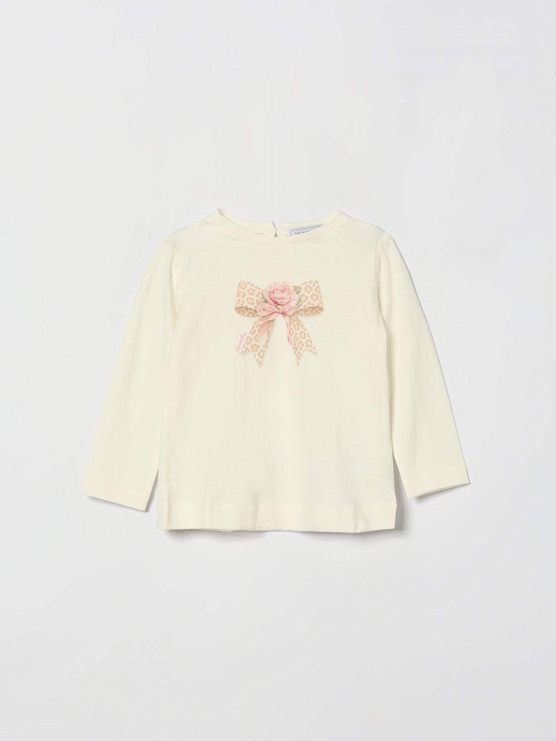 MONNALISA Langärmeliges Baumwoll-T-Shirt für Mädchen mit Schleifen-Print