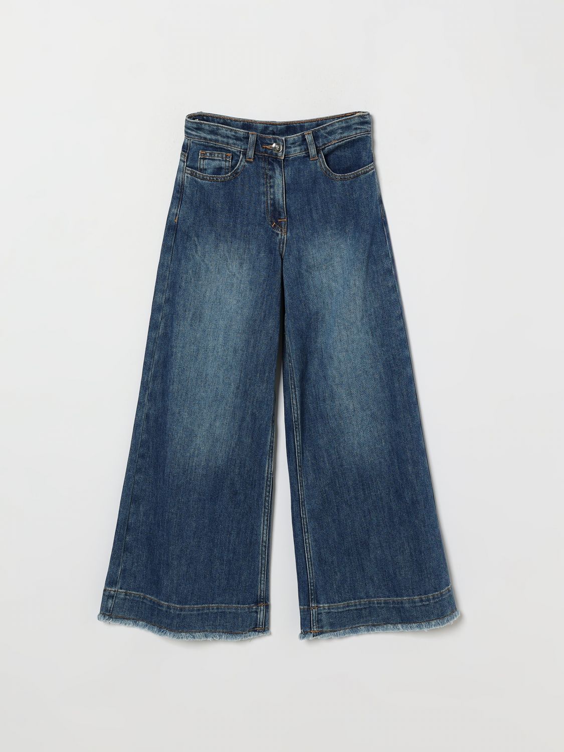 ALBERTA FERRETTI Wide-Leg-Jeans für Mädchen aus Baumwolldenim mit hoher Taille